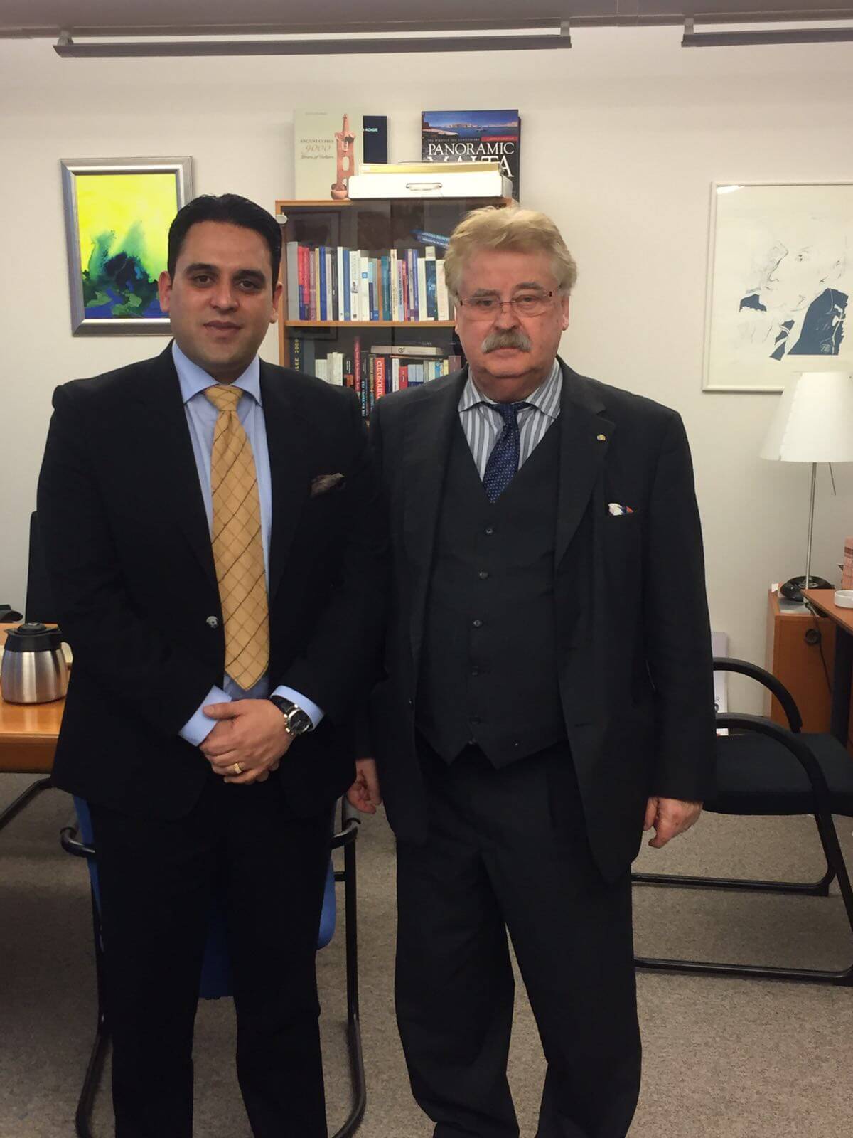 Mr. Junaid Qureshi, Director EFSAS with Member European Parliament, Mr. Elmar Brok in his office in Brussels. 
